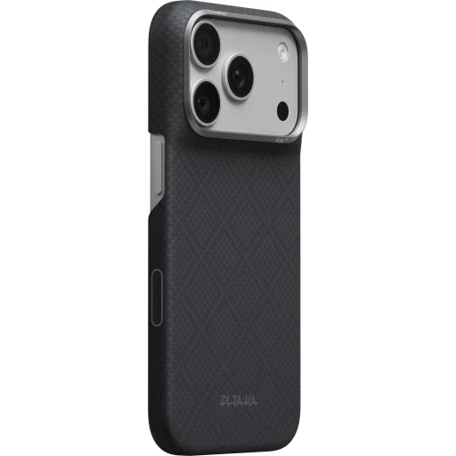 iPhone 18 Pro / 17 Pro bazaltovo čierny Pitaka Edge Case Argyle ochranný kryt z aramidových vlákien MagSafe - 1