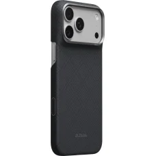 iPhone 18 Pro Max / 17 Pro Max Pitaka Edge Case Argyle MagSafe ochranný kryt z aramidových vlákien, bazaltová čierna
