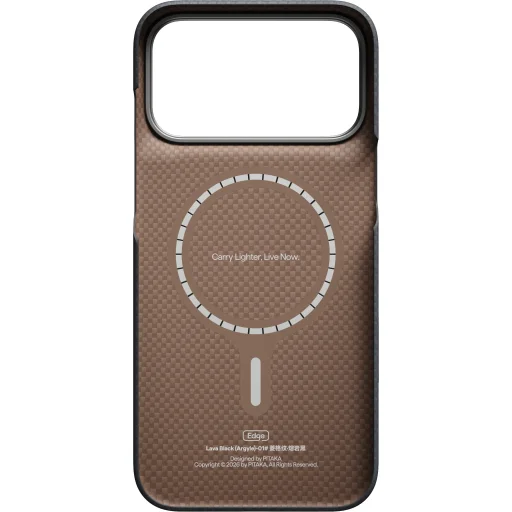 iPhone 18 Pro Max / 17 Pro Max Pitaka Edge Case Argyle MagSafe ochranný kryt z aramidových vlákien, bazaltová čierna - 3