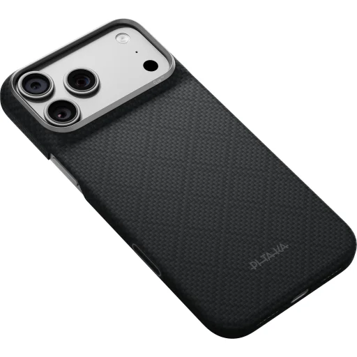 iPhone 18 Pro Max / 17 Pro Max Pitaka Edge Case Argyle MagSafe ochranný kryt z aramidových vlákien, bazaltová čierna - 4