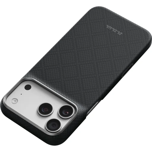 iPhone 18 Pro Max / 17 Pro Max Pitaka Edge Case Argyle MagSafe ochranný kryt z aramidových vlákien, bazaltová čierna - 5
