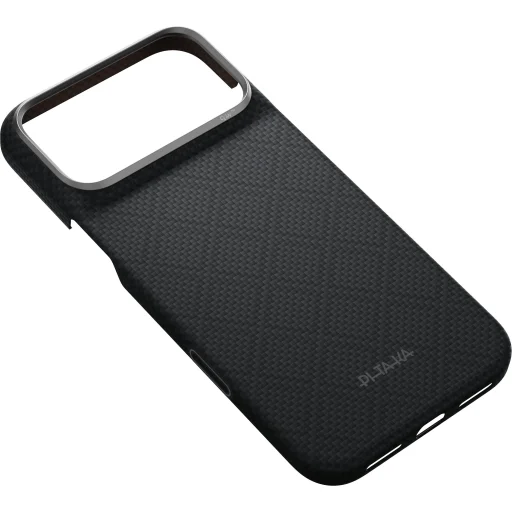 iPhone 18 Pro Max / 17 Pro Max Pitaka Edge Case Argyle MagSafe ochranný kryt z aramidových vlákien, bazaltová čierna - 6