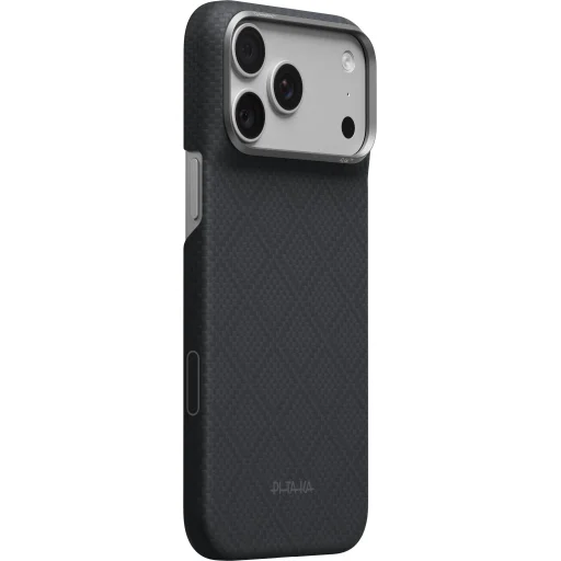 iPhone 18 Pro Max / 17 Pro Max Pitaka Edge Case Argyle MagSafe ochranný kryt z aramidových vlákien, bazaltová čierna - 1