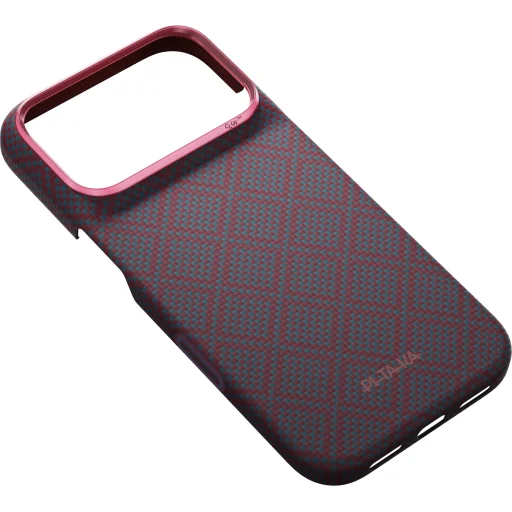  iPhone 18 Pro / 17 Pro kék-piros Pitaka Edge Case Argyle prémium aramidszálas védőtok - 6