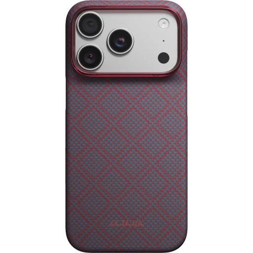  iPhone 18 Pro / 17 Pro kék-piros Pitaka Edge Case Argyle prémium aramidszálas védőtok - 7