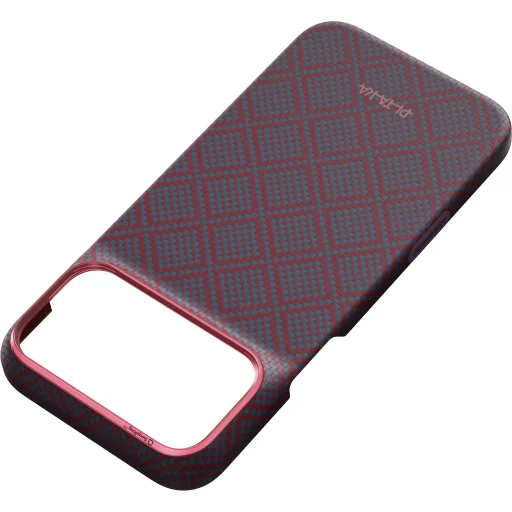 iPhone 18 Pro Max / 17 Pro Max modro-červený Pitaka Edge Case Argyle ochranný kryt z aramidových vlákien - 2