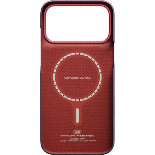iPhone 18 Pro Max / 17 Pro Max modro-červený Pitaka Edge Case Argyle ochranný kryt z aramidových vlákien - 3