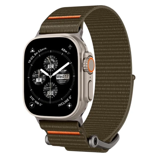 Apple Watch 1/2/3/4/5/6/7/8/9/10/SE/SE 2/Ultra/Ultra 2/3/4 (42/44/45/46/49 mm) khaki remienok pre inteligentné hodinky Spigen DuraPro Flex - 4