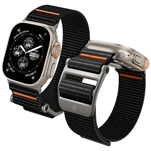 Apple Watch 1/2/3/4/5/6/7/8/9/10/SE/SE 2/Ultra/Ultra 2/3/4 (42/44/45/46/49 mm) čierny remienok pre inteligentné hodinky Spigen DuraPro Flex (AMP05981) - 1