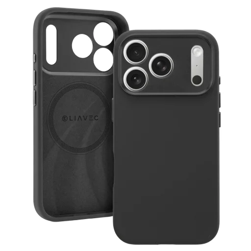 iPhone 18 Pro čierne puzdro Liavec Silk Shield s kovovým rámom kamery - 1