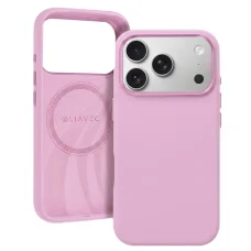 iPhone 18 Pro ružový silikónový kryt Liavec Silky Case s kovovým rámčekom kamery