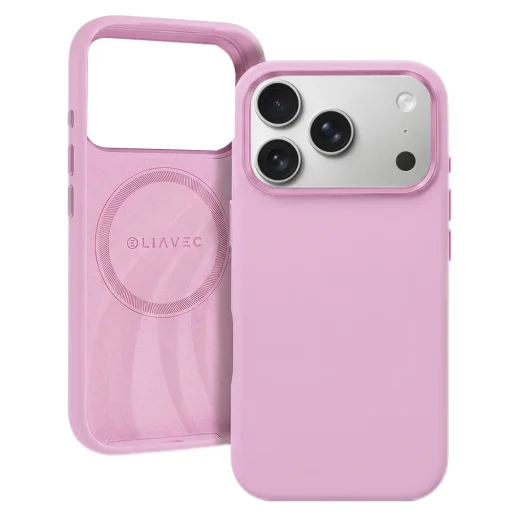 iPhone 18 Pro ružový silikónový kryt Liavec Silky Case s kovovým rámčekom kamery - 1