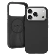Apple iPhone 18 Pro čierne silikónové puzdro Liavec Silky Case s kovovým rámčekom kamery