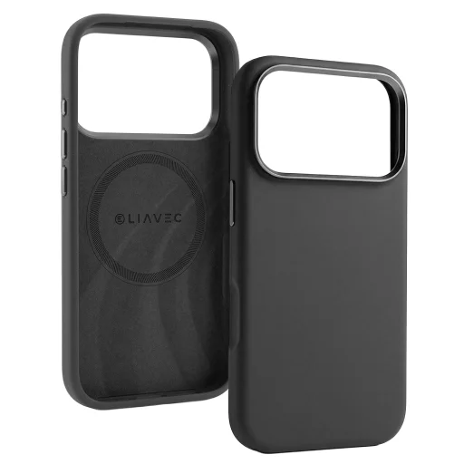 Apple iPhone 18 Pro čierne silikónové puzdro Liavec Silky Case s kovovým rámčekom kamery - 2