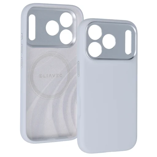 iPhone 18 Pro sivé puzdro Liavec Silk Shield s kovovým rámčekom kamery - 2