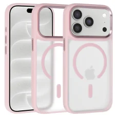 iPhone 18 Pro rózsaszín Liavec Cloudy Case fém kamerakerettel