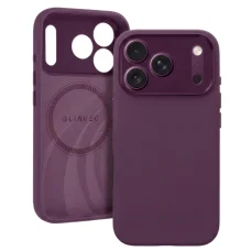 Fialové puzdro Liavec Silk Shield pre iPhone 18 Pro s kovovým rámom fotoaparátu