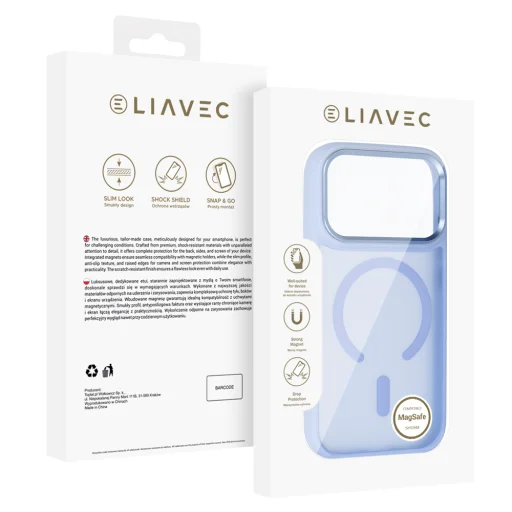  iPhone 18 Pro Max világoskék Liavec Cloudy Case fém kamerakeretes hátlaptok - 2
