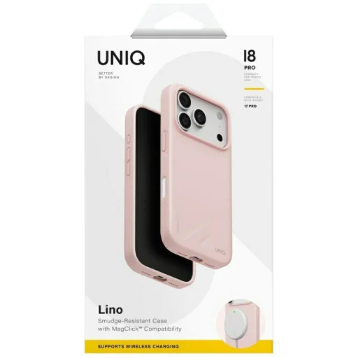 iPhone 18 Pro / 17 Pro svetloružové puzdro UNIQ Lino s podporou nabíjania MagClick - 9