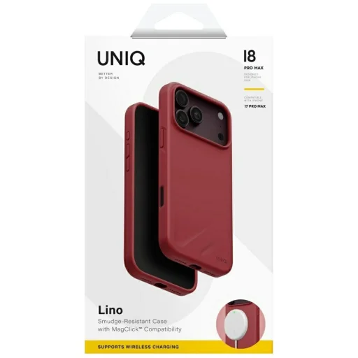 iPhone 18 Pro Max / 17 Pro Max červené UNIQ Lino Magclick Charging ochranné puzdro - 7