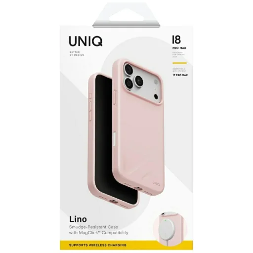 iPhone 18 Pro Max / 17 Pro Max svetloružové puzdro UNIQ Lino MagClick Charging - 9