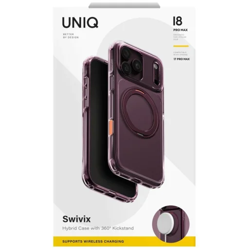 iPhone 18 Pro Max / 17 Pro Max bordové puzdro UNIQ Swivix otočné o 360° so stojanom - 8