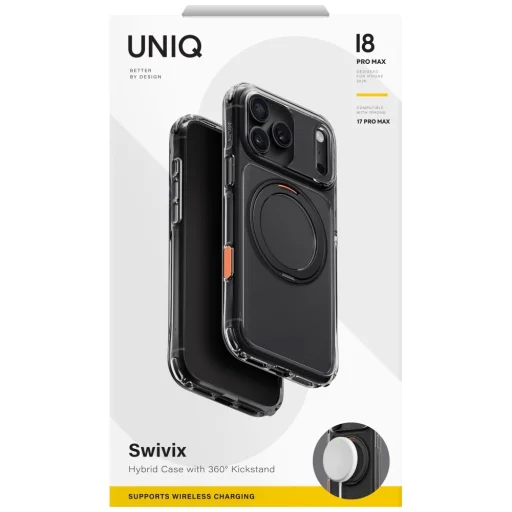 iPhone 18 Pro Max / 17 Pro Max čierne UNIQ Swivix 360° otočné puzdro so stojanom - 7