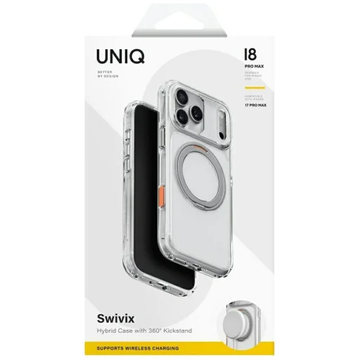 iPhone 18 Pro Max / 17 Pro Max UNIQ Swivix priehľadný kryt so stojanom otočným o 360 stupňov - 10