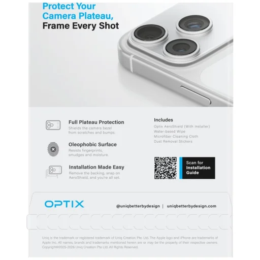 Priehľadná ochrana kamerového modulu UNIQ Optix Aeroshield pre iPhone 18 Pro Max - 6