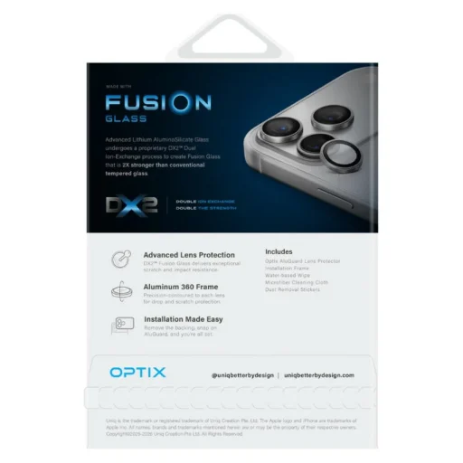 iPhone 18 Pro / iPhone 18 Pro Max irizujúce UNIQ Optix AluGuard DX2 ochranné sklo na šošovku fotoaparátu - 6