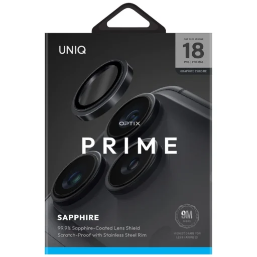 iPhone 18 Pro / iPhone 18 Pro Max grafitové UNIQ Optix Prime ochranné sklo na kameru - 4