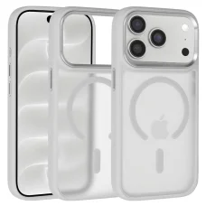 iPhone 18 Pro sivý ochranný kryt Liavec Cloudy Case s kovovým rámom kamery