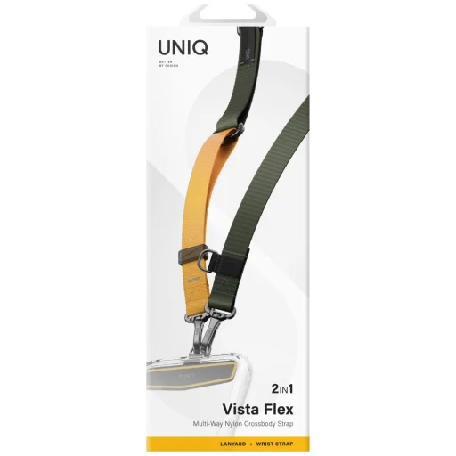 UNIQ Vista Flex 2-in-1 univerzálny remienok na telefón, tmavozelená / kanáriková žltá - 6