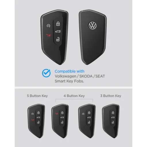 Čierne puzdro na kľúč od auta Spigen VK100 pre modely Volkswagen / Škoda / Seat - 15