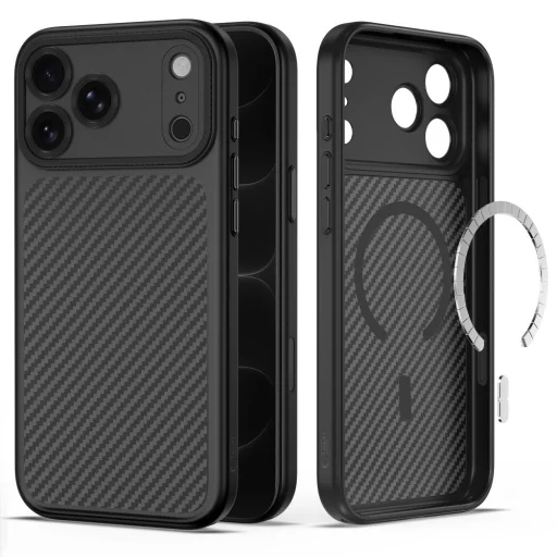 Apple iPhone 17 Pro Max / 18 Pro Max karbónovo čierne Tech-Protect MagCam MagSafe puzdro - 2