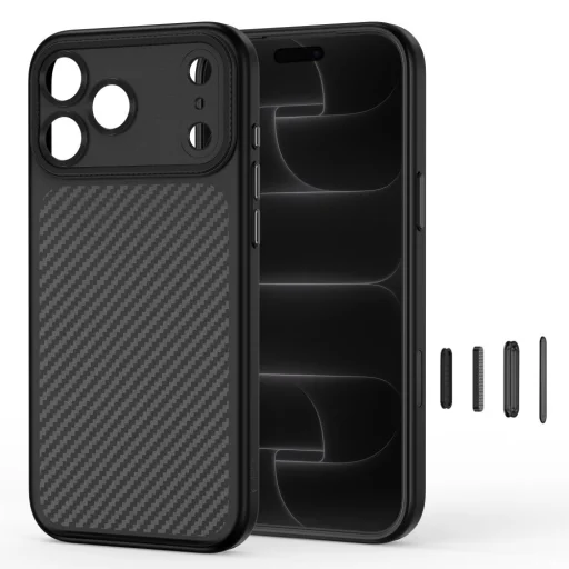 Apple iPhone 17 Pro Max / 18 Pro Max karbónovo čierne Tech-Protect MagCam MagSafe puzdro - 3