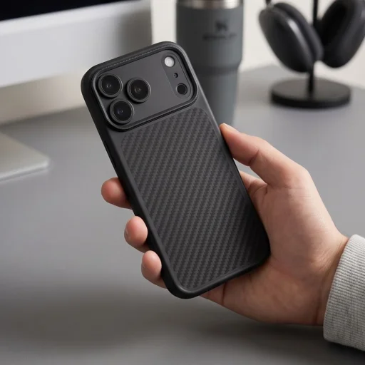 Apple iPhone 17 Pro Max / 18 Pro Max karbónovo čierne Tech-Protect MagCam MagSafe puzdro - 7