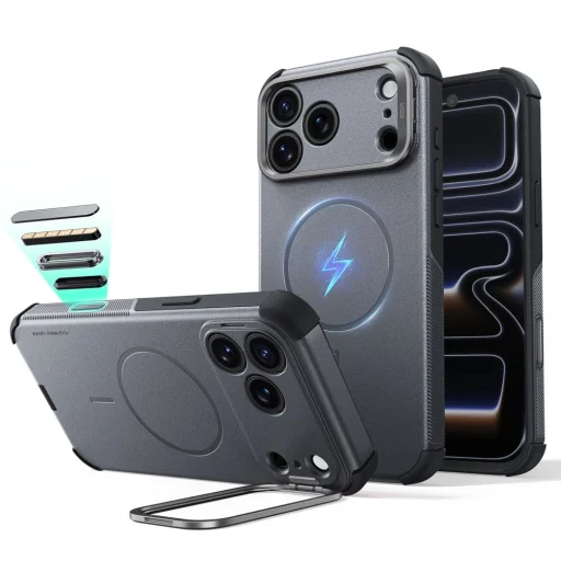  Apple iPhone 17 Pro Max / 18 Pro Max szürke ESR Cyber Tough Kickstand MagSafe ütésálló tok - 1