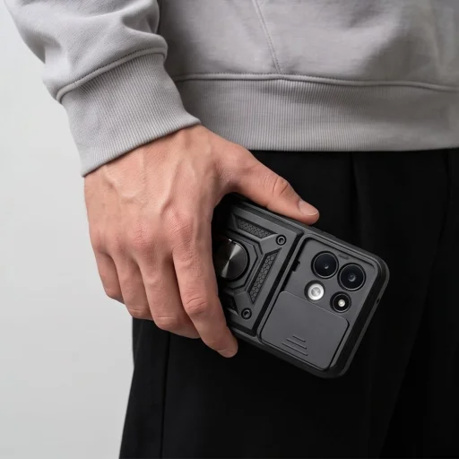 Xiaomi Redmi 17 4G / 5G čierne Tech-Protect CamShield Pro nárazuvzdorné puzdro s prsteňom a ochranou fotoaparátu - 8