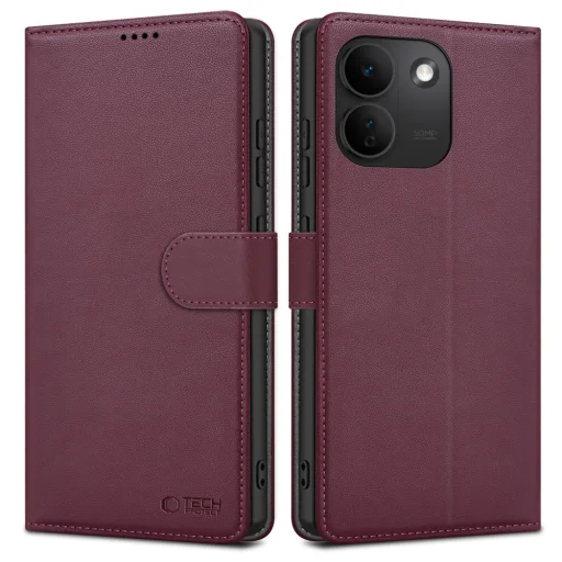 Xiaomi Redmi Note 17 Pro Max 5G bordové Tech-Protect Wallet peňaženkové puzdro s otváraním zboku - 1