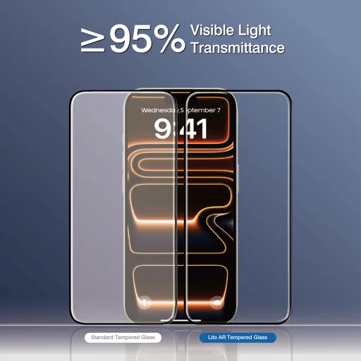 Apple iPhone 17 Pro a iPhone 18 Pro čierne Lito AR SE tvrdené ochranné sklo na displej - 3