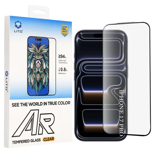 Apple iPhone 17 Pro a iPhone 18 Pro čierne Lito AR SE tvrdené ochranné sklo na displej - 1