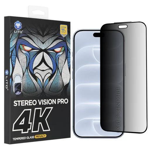 iPhone 18 Pro čierne Lito D+ Max 4K Privacy privátne tvrdené sklo - 1