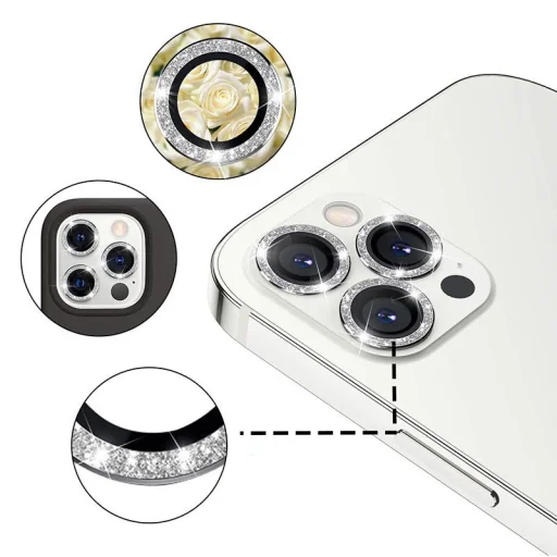 iPhone 18 Pro / 18 Pro Max čierne Hard Diamond tvrdené sklo na kameru, 3 ks - 4