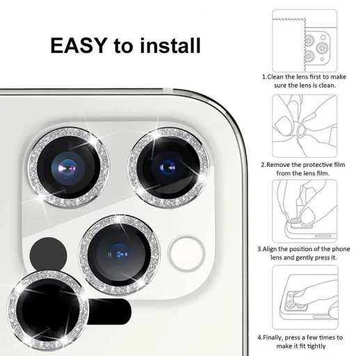iPhone 18 Pro / 18 Pro Max čierne Hard Diamond tvrdené sklo na kameru, 3 ks - 5