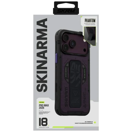 iPhone 18 Pro Max / 17 Pro Max bordové ochranné puzdro Skinarma Phantom MagSafe so stojanom Grip Stand - 8