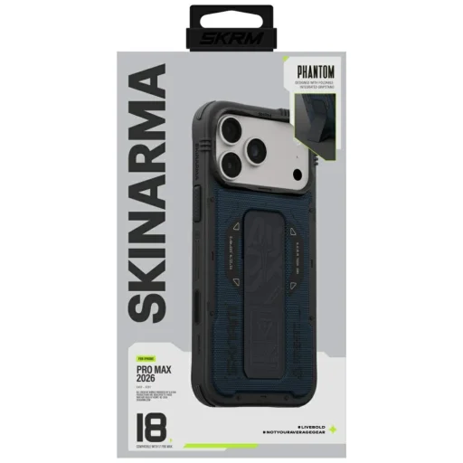 iPhone 18 Pro Max / 17 Pro Max modrý Skinarma Phantom MagSafe Grip Stand ochranný kryt - 8