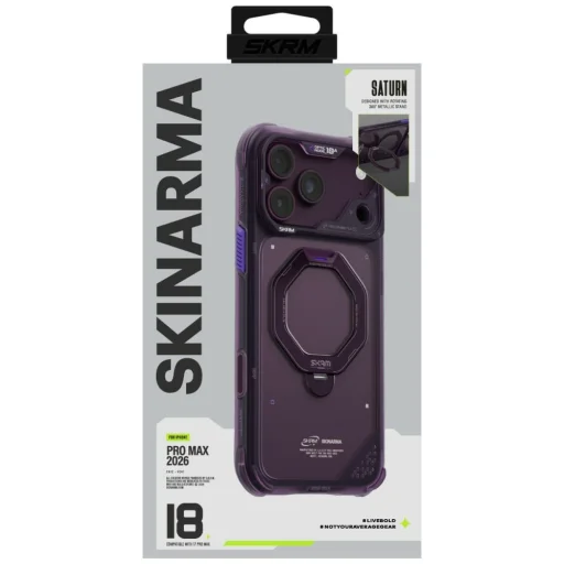 iPhone 18 Pro Max / 17 Pro Max bordové puzdro Skinarma Saturn MagSafe s 360° otočným stojanom - 6