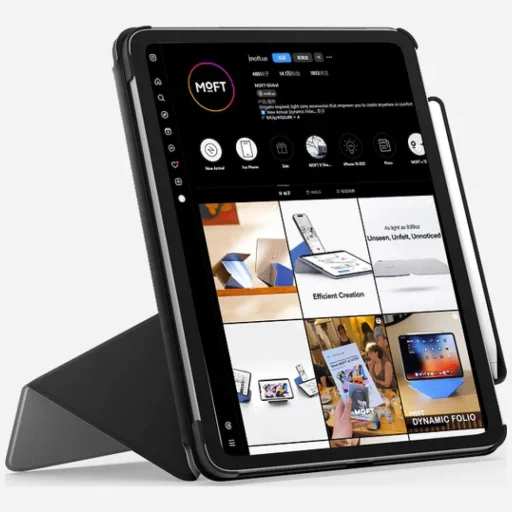 iPad Air 13" M2 (2024) / M3 (2025) hmlovo sivé otváracie puzdro Moft Dynamic Folio - 4