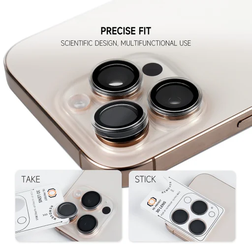 iPhone 18 Pro / 18 Pro Max priehľadné Tel Protect 3D Lens tvrdené sklo na kameru, 3 ks - 12